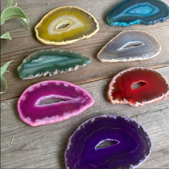 Dyed Druzy Geode Agate Slices - Picture 1 of 4